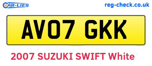 AV07GKK are the vehicle registration plates.