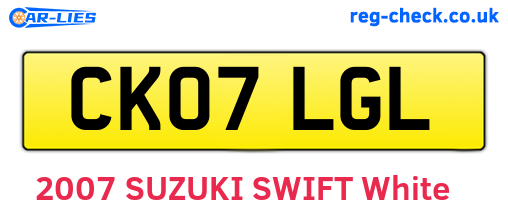 CK07LGL are the vehicle registration plates.