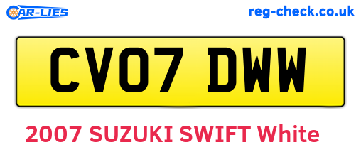 CV07DWW are the vehicle registration plates.