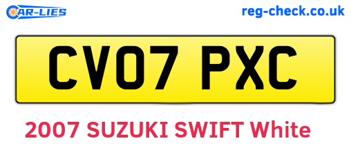 CV07PXC are the vehicle registration plates.