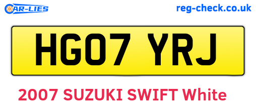 HG07YRJ are the vehicle registration plates.