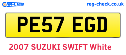 PE57EGD are the vehicle registration plates.