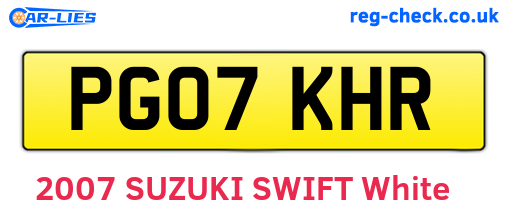 PG07KHR are the vehicle registration plates.