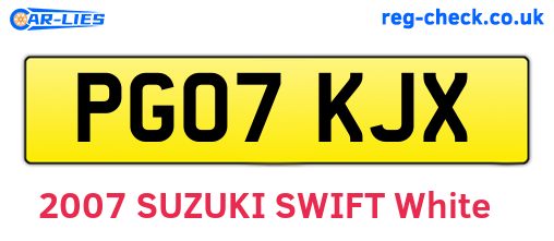 PG07KJX are the vehicle registration plates.