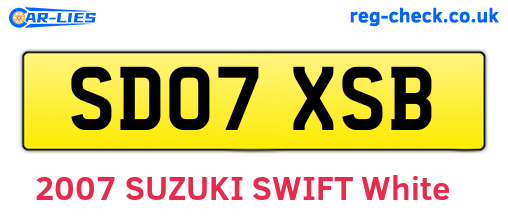 SD07XSB are the vehicle registration plates.