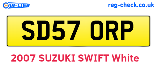 SD57ORP are the vehicle registration plates.