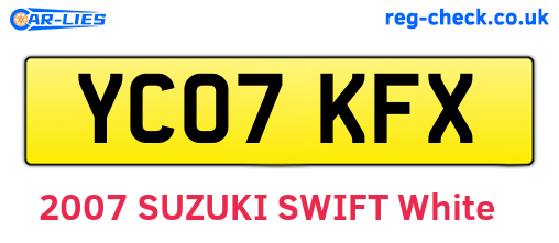 YC07KFX are the vehicle registration plates.