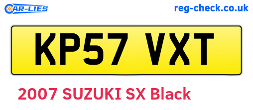 KP57VXT are the vehicle registration plates.