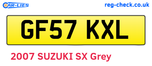 GF57KXL are the vehicle registration plates.