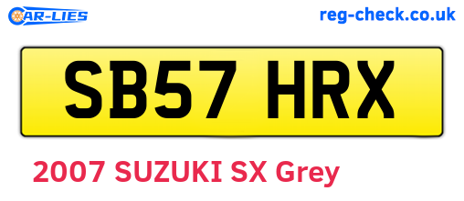 SB57HRX are the vehicle registration plates.
