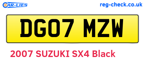 DG07MZW are the vehicle registration plates.