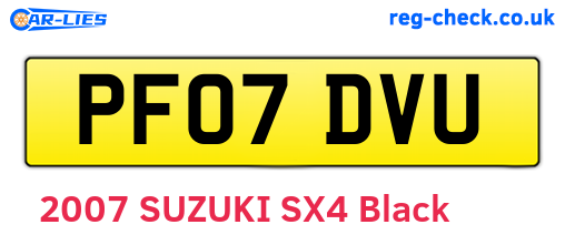 PF07DVU are the vehicle registration plates.