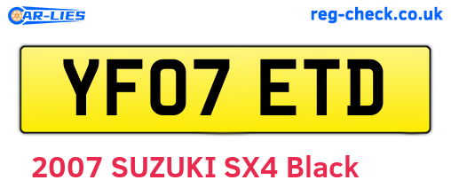 YF07ETD are the vehicle registration plates.