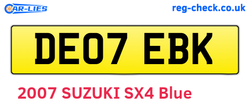 DE07EBK are the vehicle registration plates.