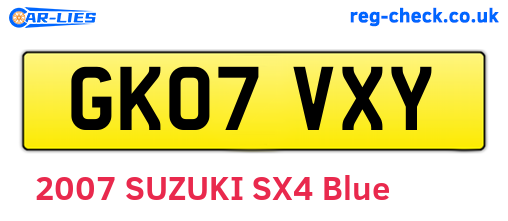 GK07VXY are the vehicle registration plates.