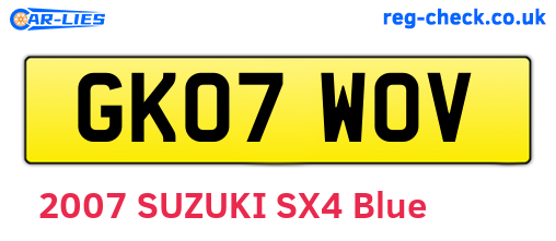 GK07WOV are the vehicle registration plates.