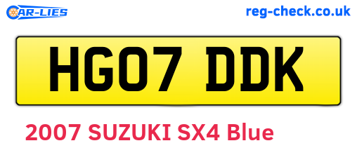 HG07DDK are the vehicle registration plates.