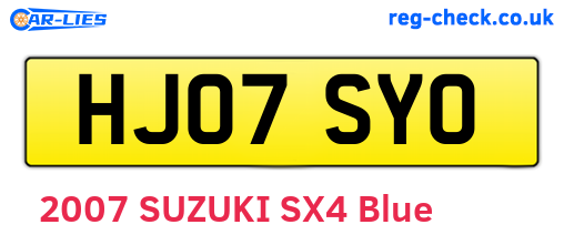 HJ07SYO are the vehicle registration plates.