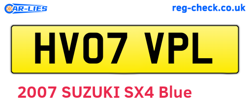 HV07VPL are the vehicle registration plates.