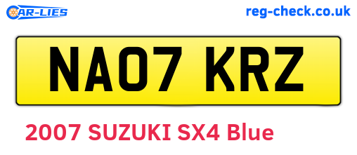 NA07KRZ are the vehicle registration plates.