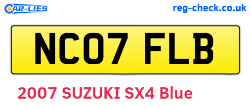 NC07FLB are the vehicle registration plates.