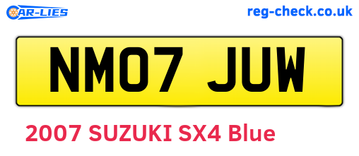 NM07JUW are the vehicle registration plates.