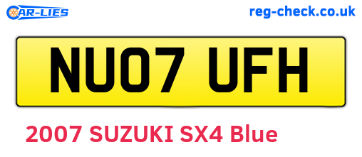 NU07UFH are the vehicle registration plates.