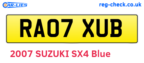 RA07XUB are the vehicle registration plates.
