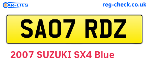SA07RDZ are the vehicle registration plates.