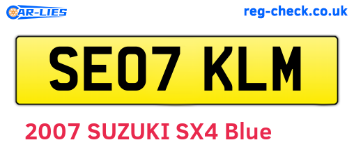 SE07KLM are the vehicle registration plates.
