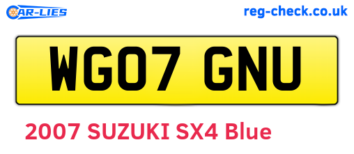 WG07GNU are the vehicle registration plates.