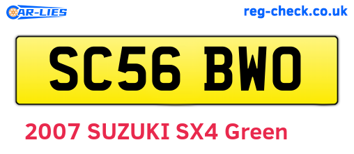 SC56BWO are the vehicle registration plates.
