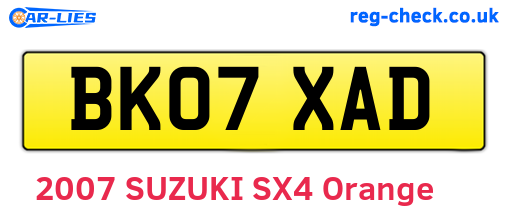 BK07XAD are the vehicle registration plates.