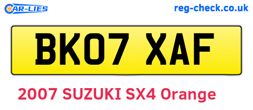 BK07XAF are the vehicle registration plates.