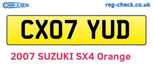 CX07YUD are the vehicle registration plates.