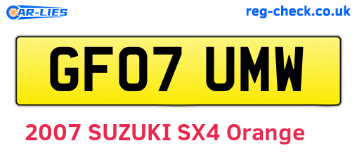 GF07UMW are the vehicle registration plates.