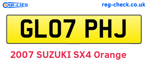 GL07PHJ are the vehicle registration plates.