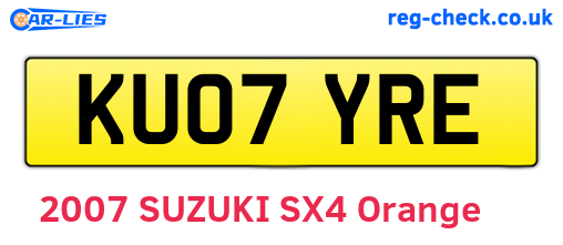 KU07YRE are the vehicle registration plates.