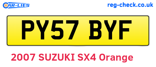 PY57BYF are the vehicle registration plates.