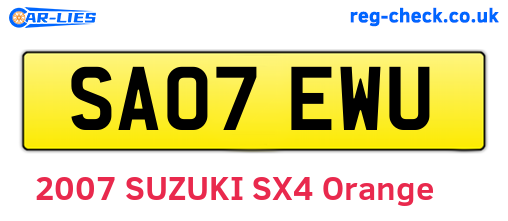SA07EWU are the vehicle registration plates.