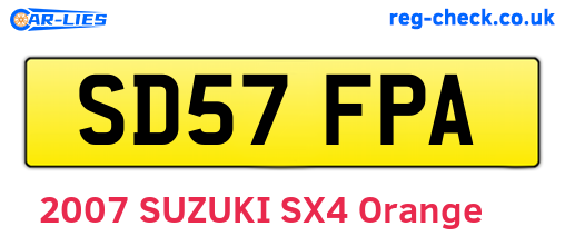SD57FPA are the vehicle registration plates.