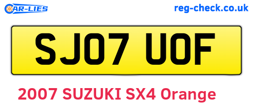 SJ07UOF are the vehicle registration plates.