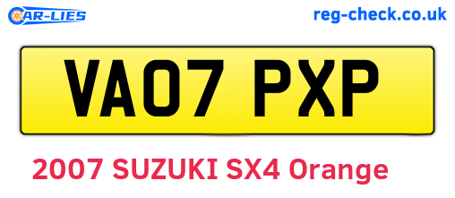 VA07PXP are the vehicle registration plates.
