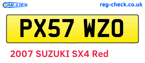PX57WZO are the vehicle registration plates.