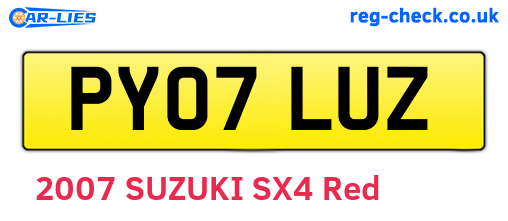 PY07LUZ are the vehicle registration plates.