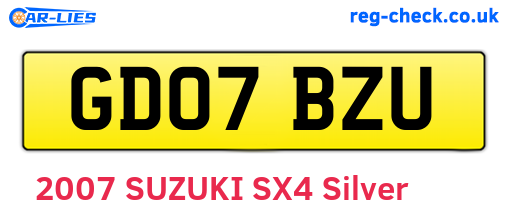 GD07BZU are the vehicle registration plates.