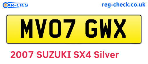MV07GWX are the vehicle registration plates.