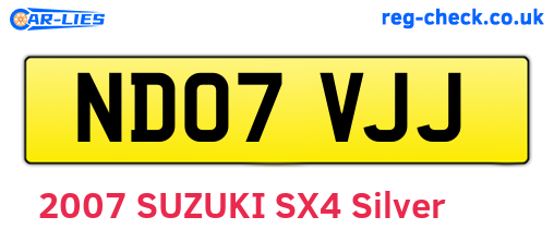 ND07VJJ are the vehicle registration plates.