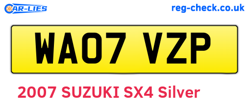 WA07VZP are the vehicle registration plates.