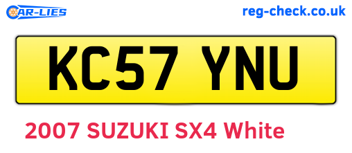 KC57YNU are the vehicle registration plates.